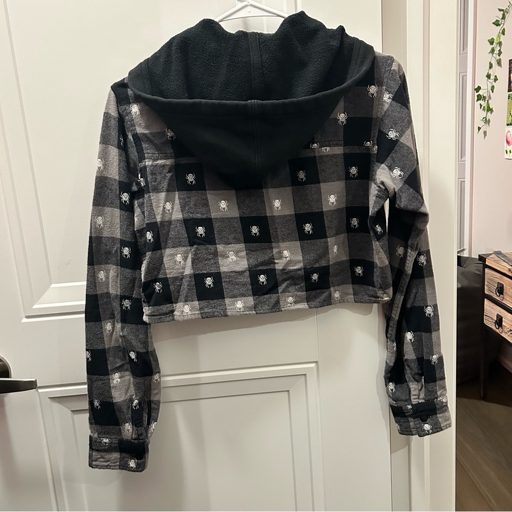 Lurking Class Black and Gray Checkered Women's Cropped Hoodie